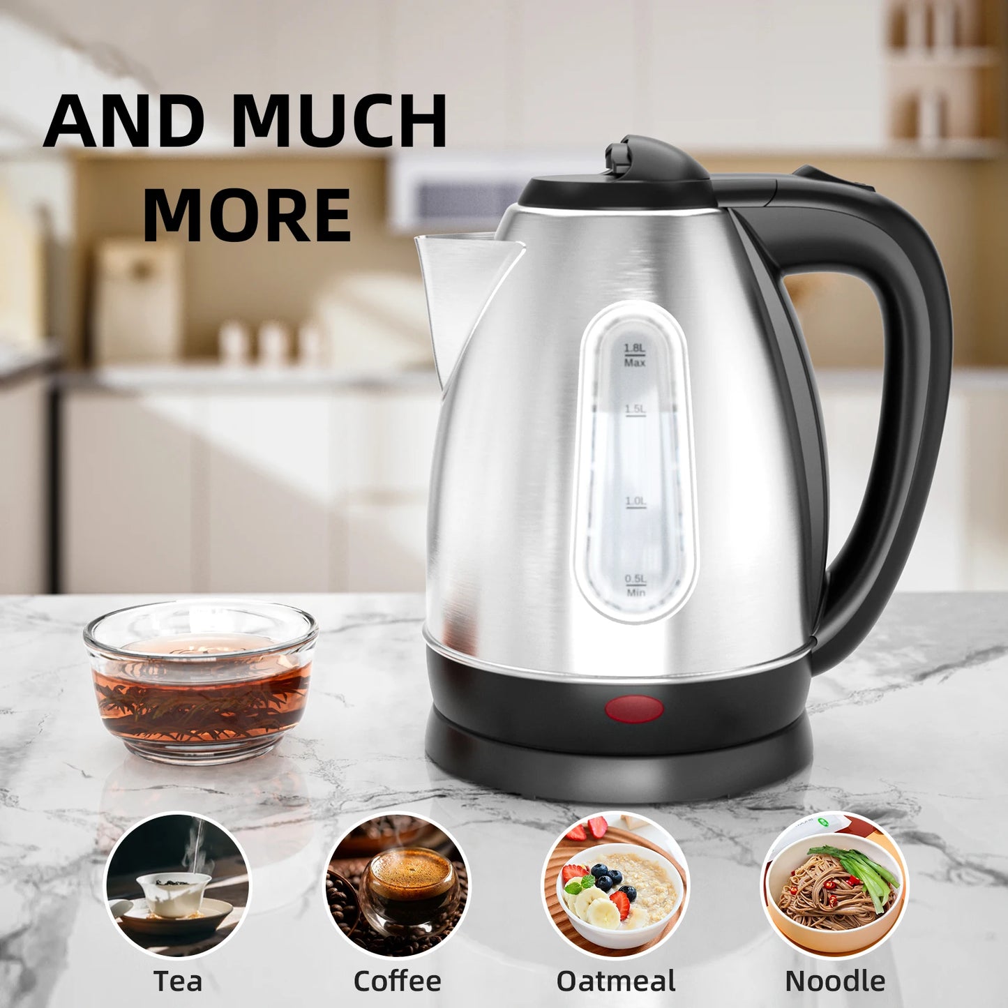 Stainless Steel Electric Kettle, 1.8 Liter Auto Shut Off