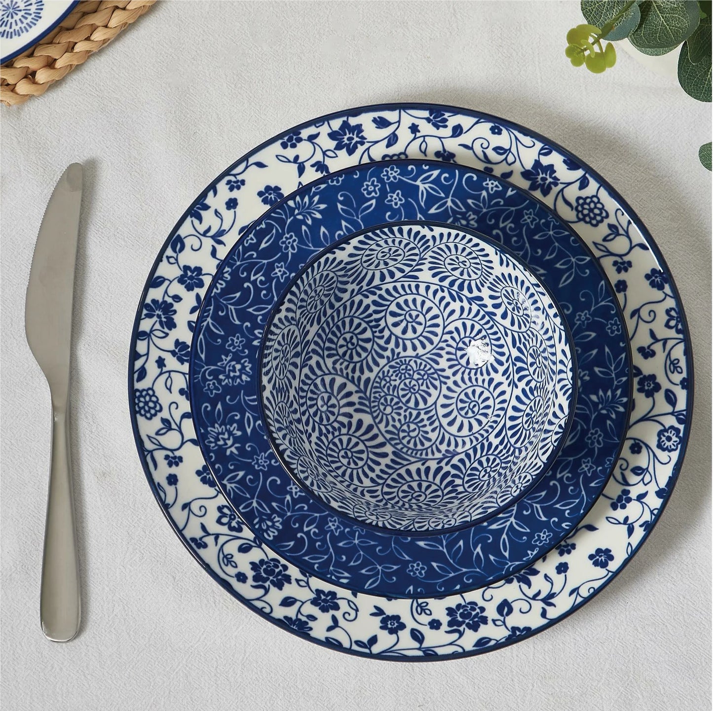 12pcs, Plates and Bowls, Dish Sets for 4