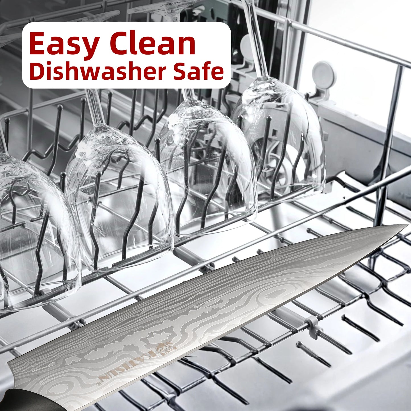 15 Pieces Damascus Pattern Kitchen Knife Block Set