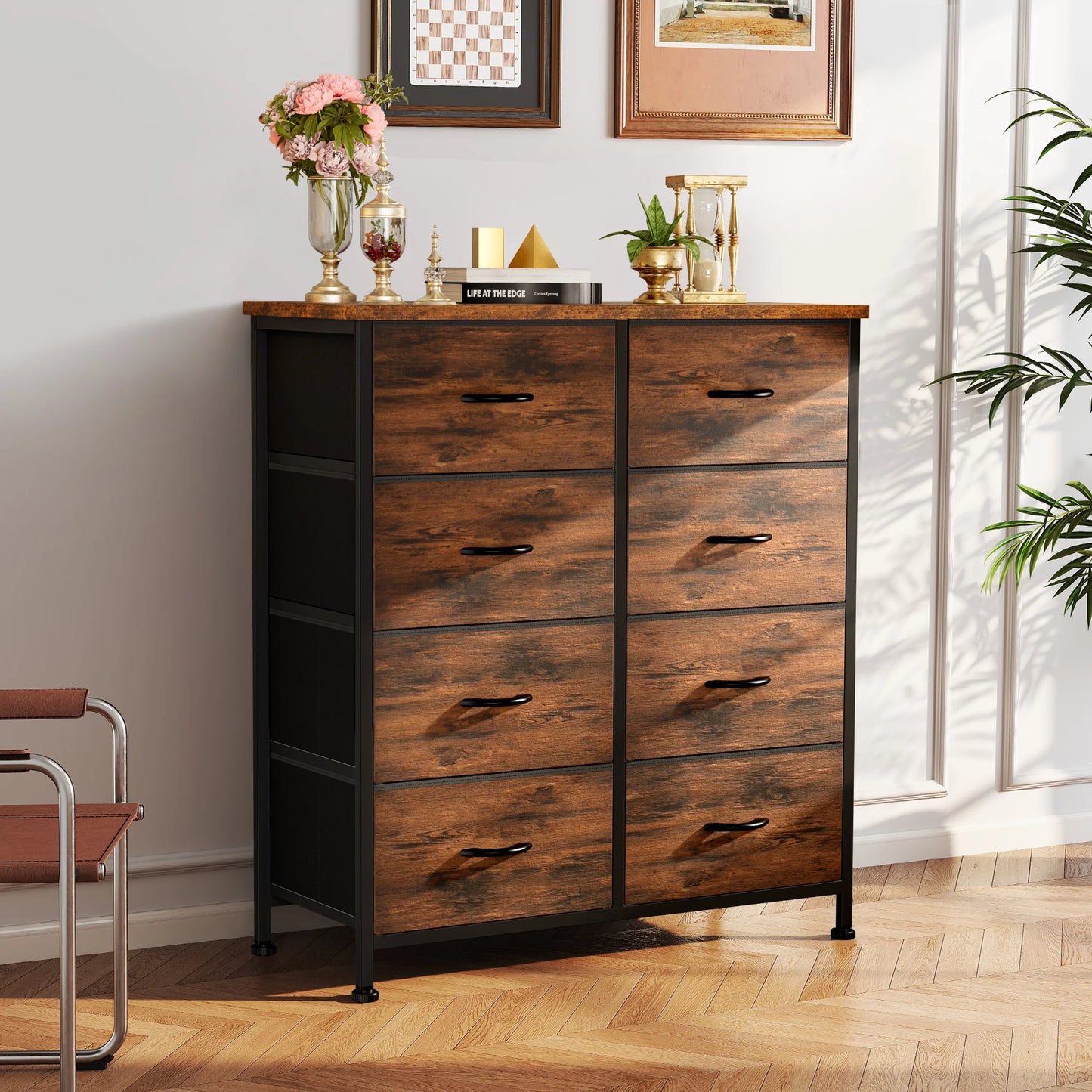 JHK Dresser Children's Wardrobe Bedroom 8 Fabric Drawers