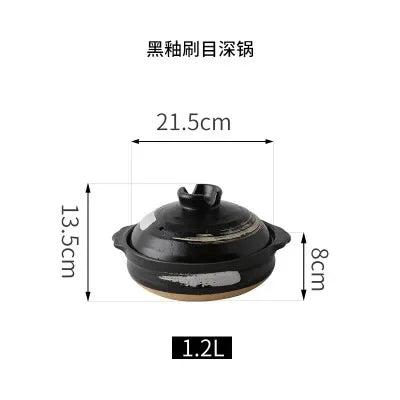 1 Pcs Ceramic Casserole Japanese Style Black Small Clay