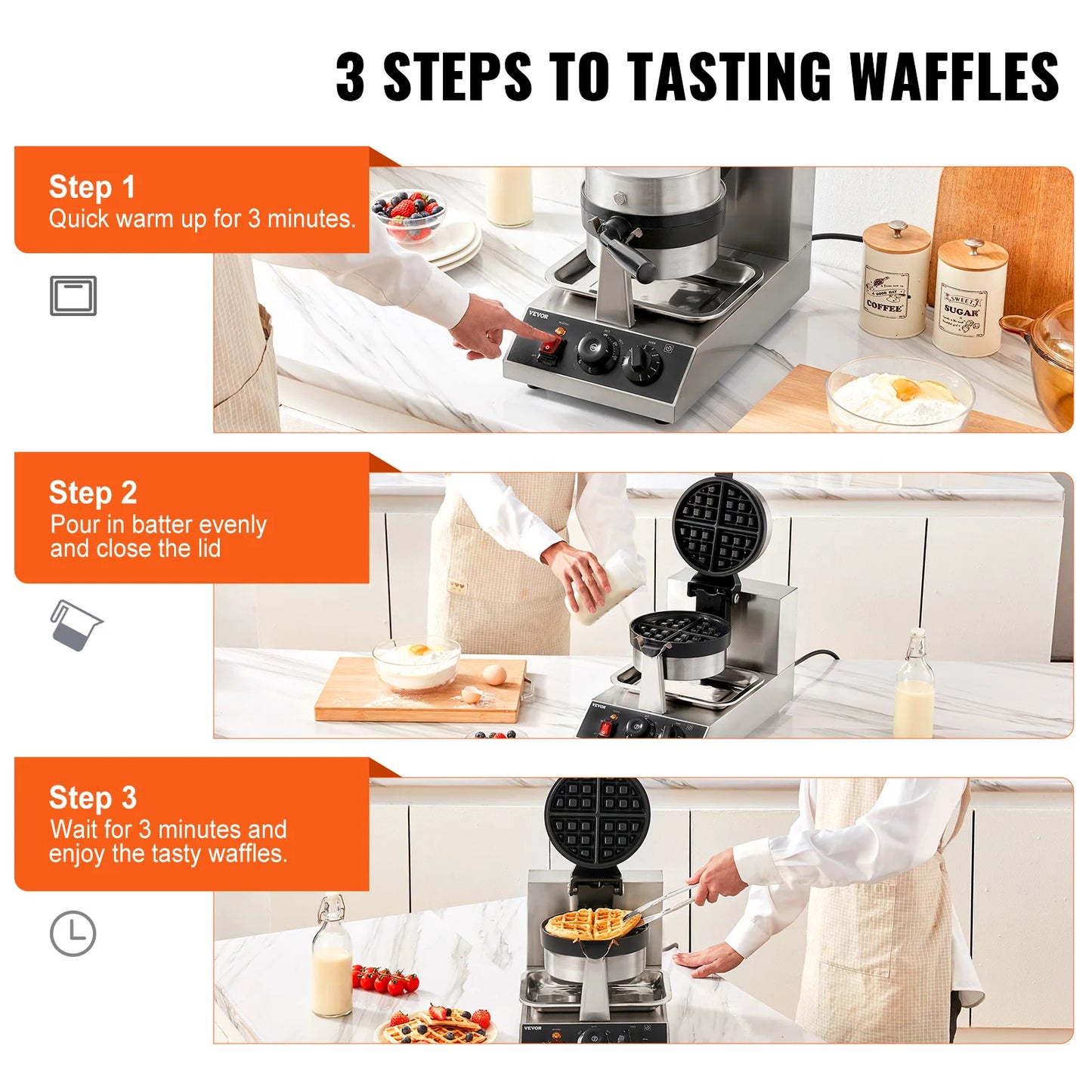SucceBuy Electric Waffle Maker Stainless Steel
