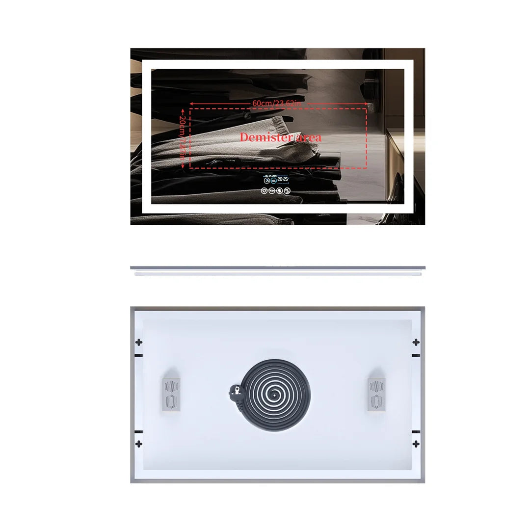 LUVODI Large Illuminated Bluetooth Bathroom Mirror Rectangle