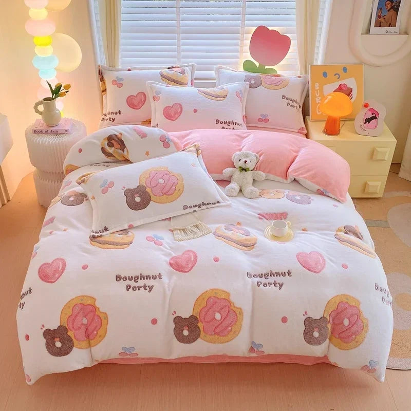 1pc Winter Duvet Cover Queen/King Size Cartoon Style