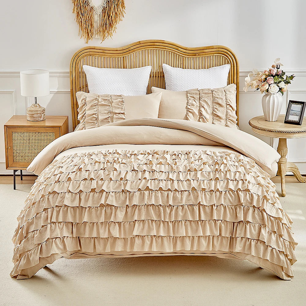 3Pieces Queen Comforter Duvet Solid Color Pillowcases Set