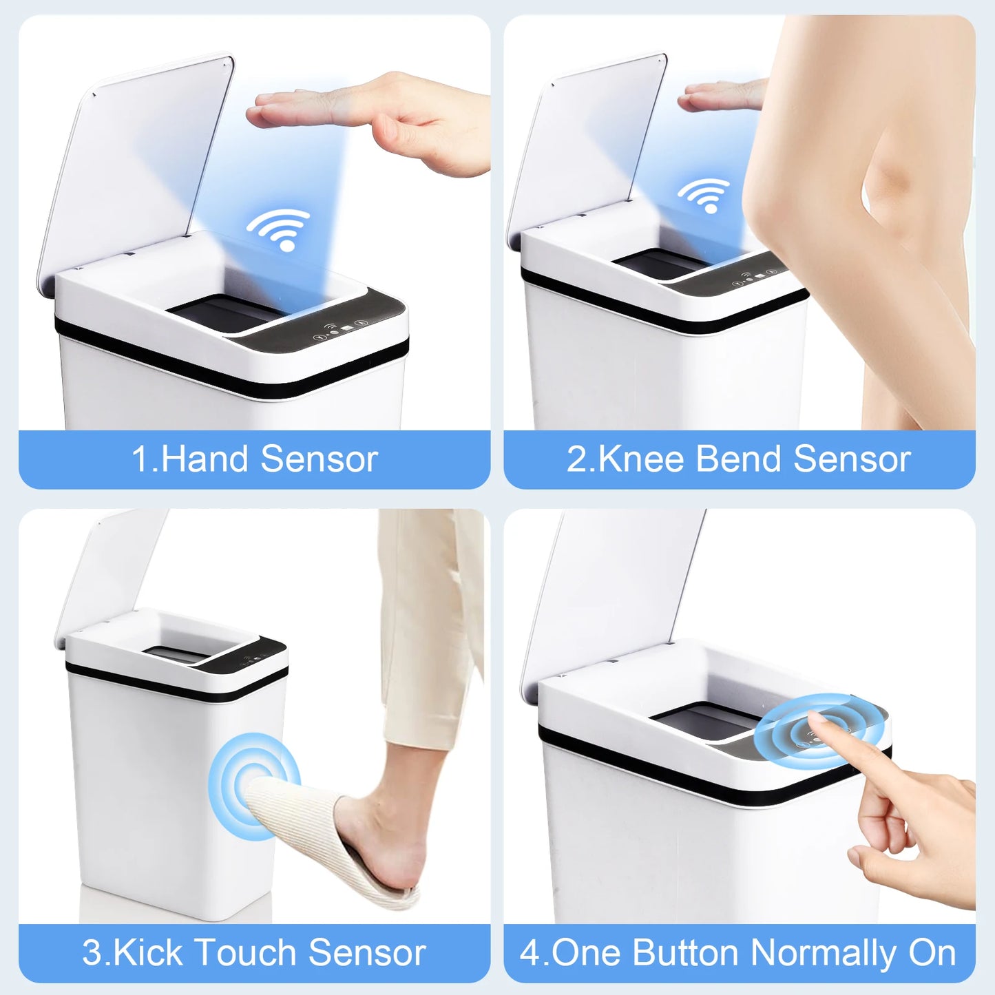 2 Pack 12L Bathroom Automatic Trash Cans