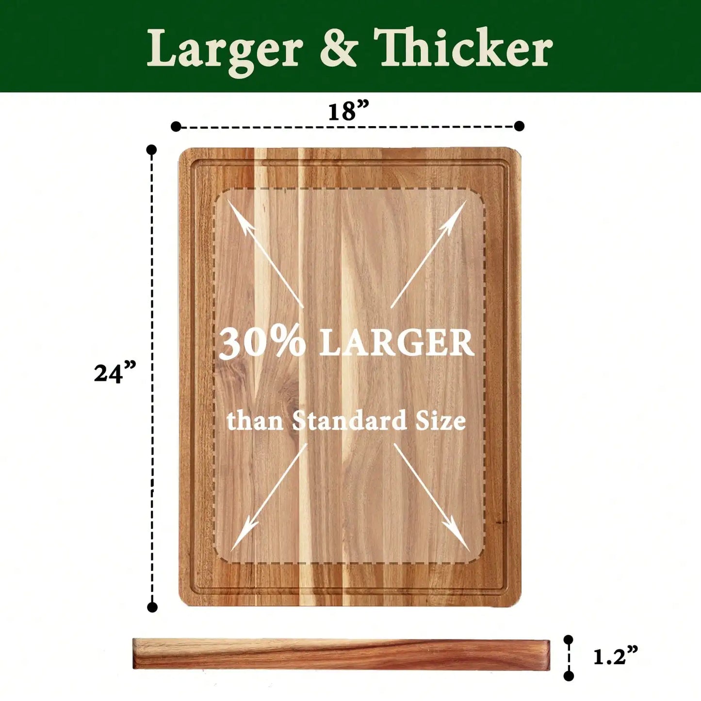 Large Acacia Wood Cutting Board With Juice Groove