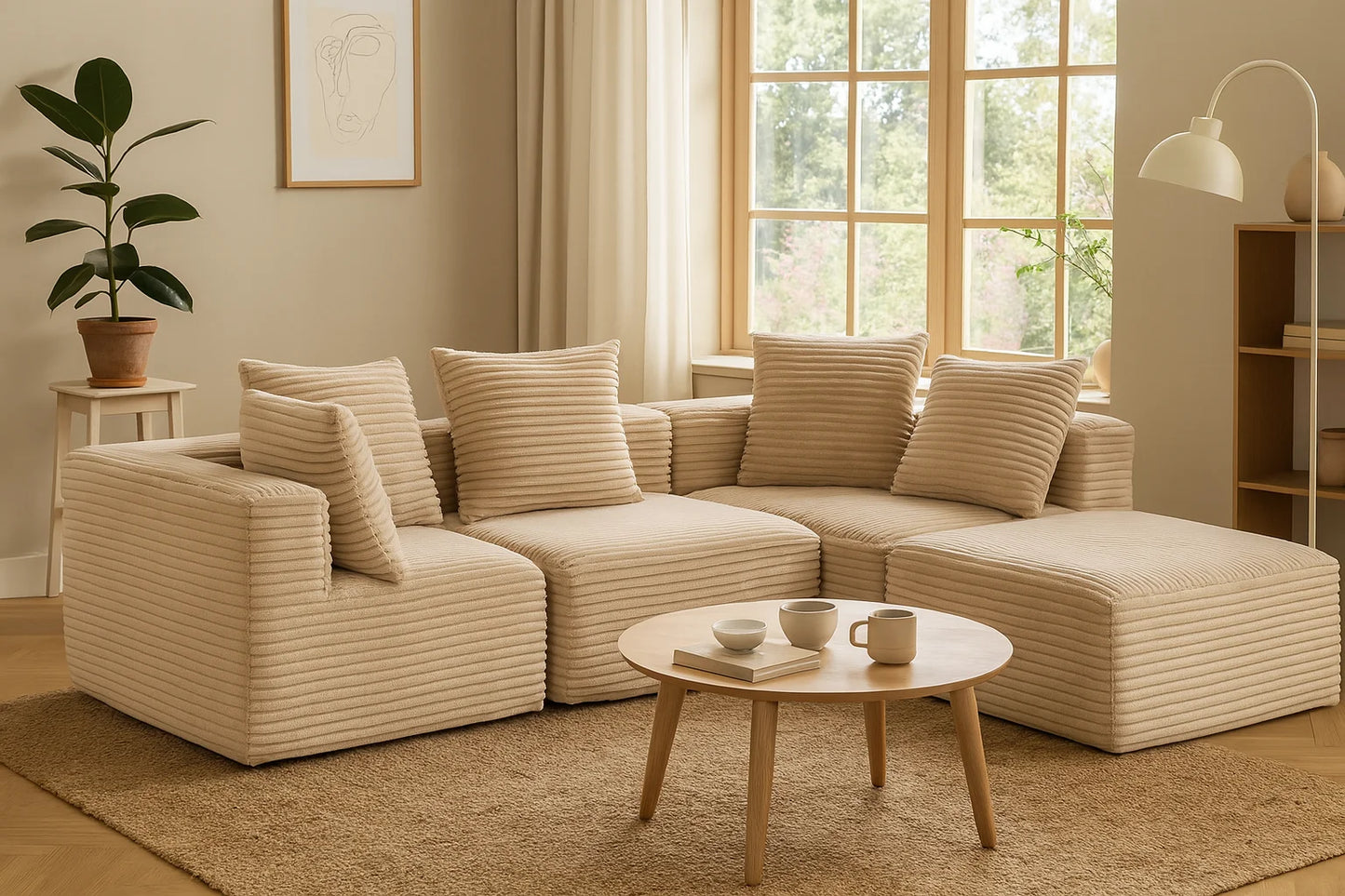 Sectional boneless Couch with L-Shape Chaise