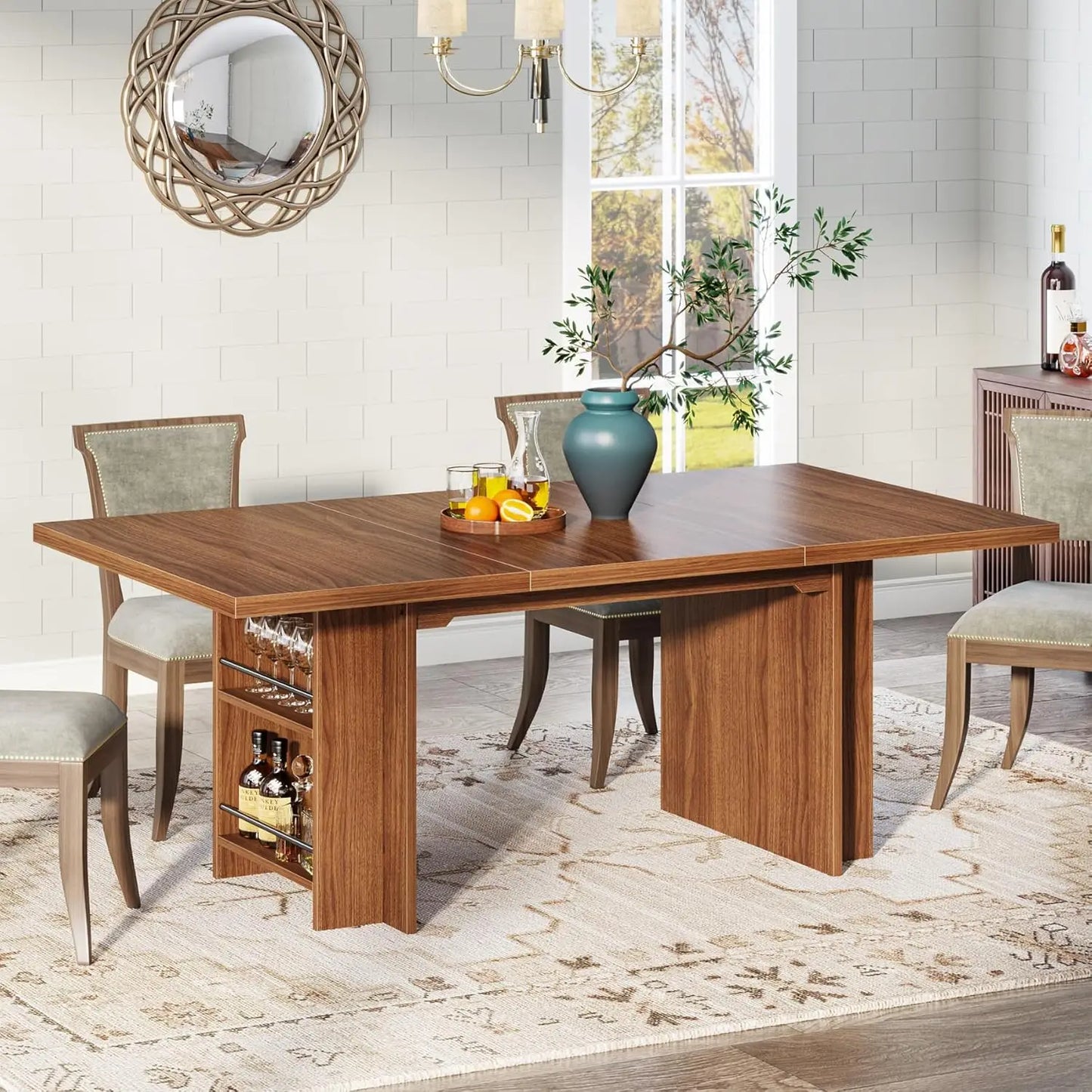 Farmhouse Dining Table for 6 to 8, 63-Inch Rectangular