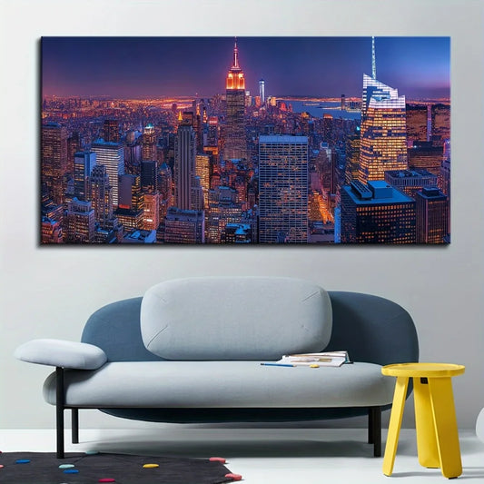 1.5 inch thick pine solid wood frame New York City oil painting