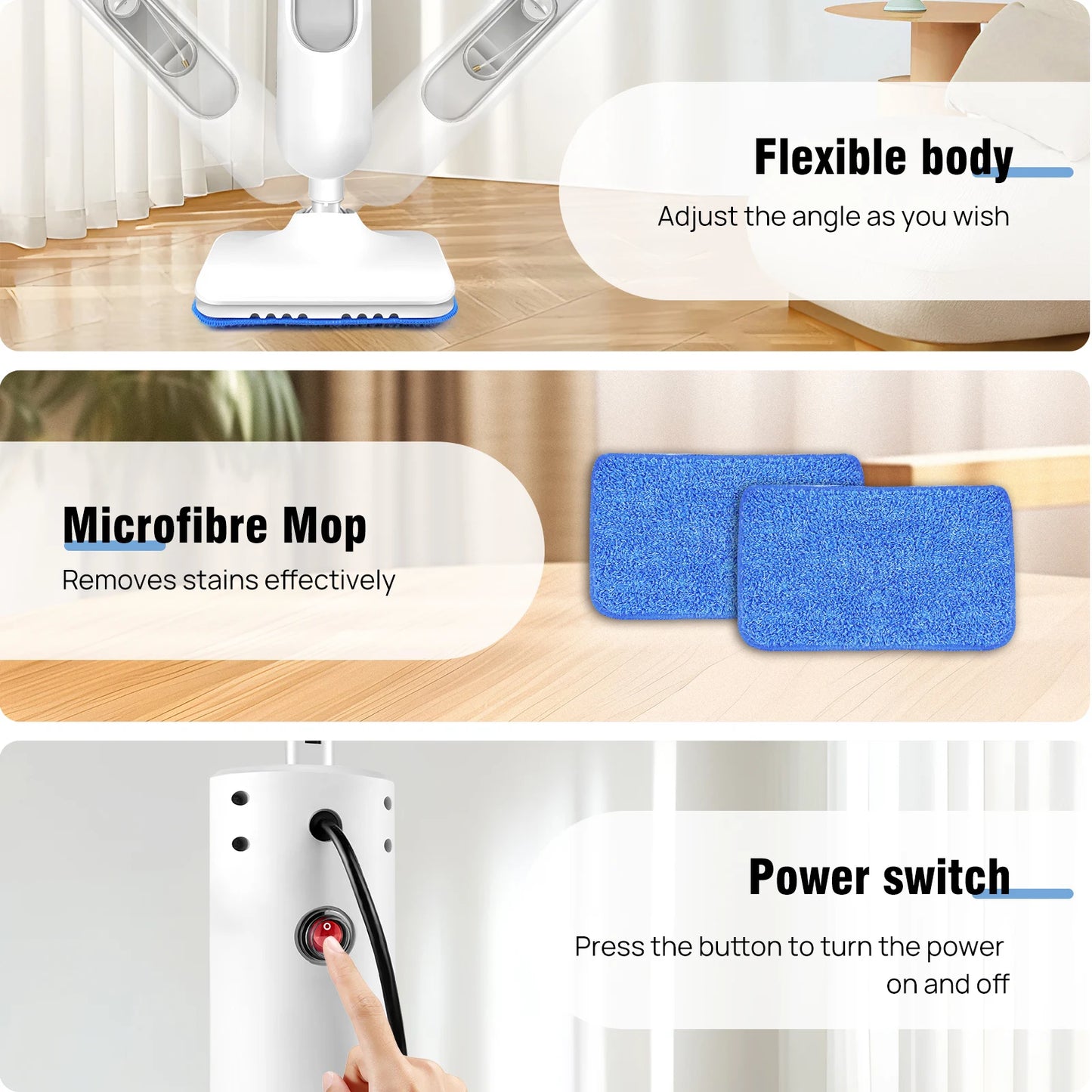 DayPlus Steam Mop & Detachable Steam Cleaner