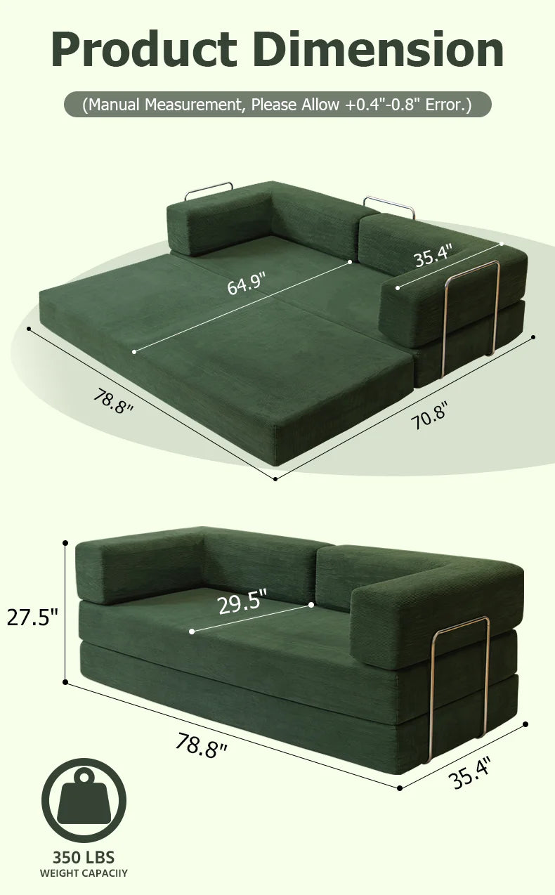Queen Size Futon Sofa Bed 79' Convertible Couch
