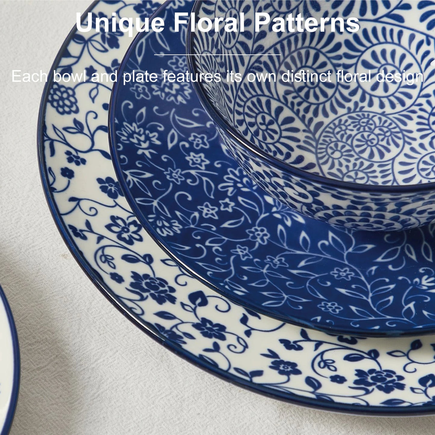 12pcs, Plates and Bowls, Dish Sets for 4