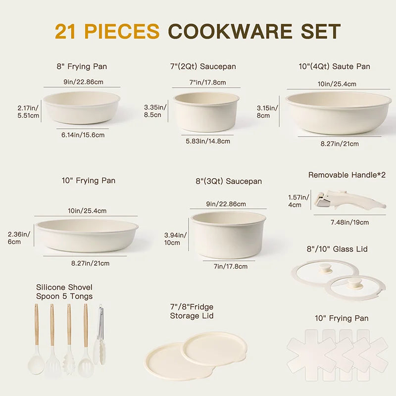 21 Piece Pots and Pans Set Non-Stick Astercook