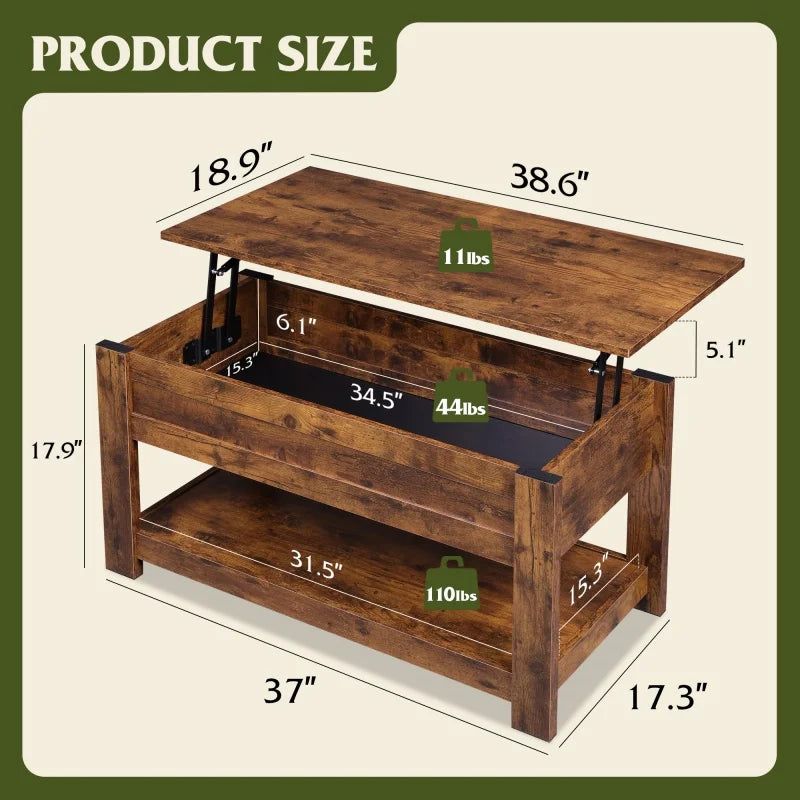 GALAXHERO Lift Top Coffee Table with Hidden Compartment