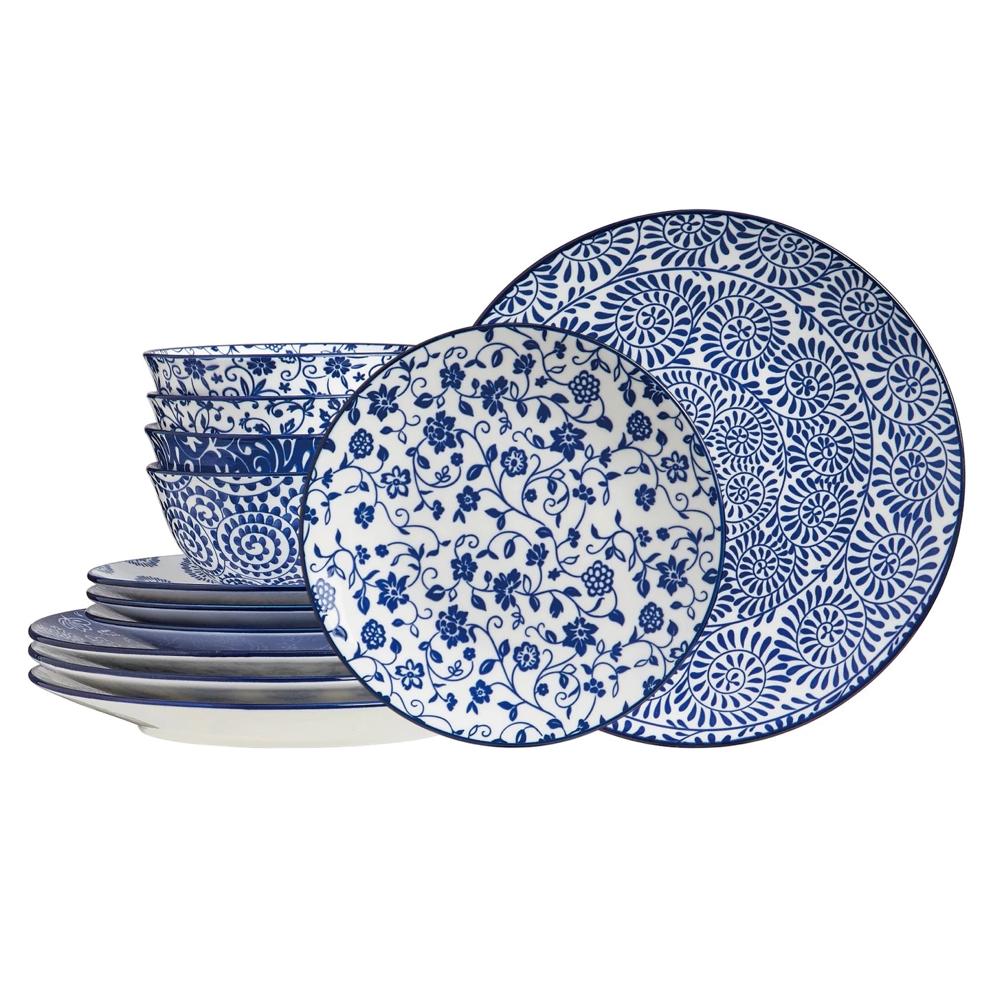 12pcs, Plates and Bowls, Dish Sets for 4