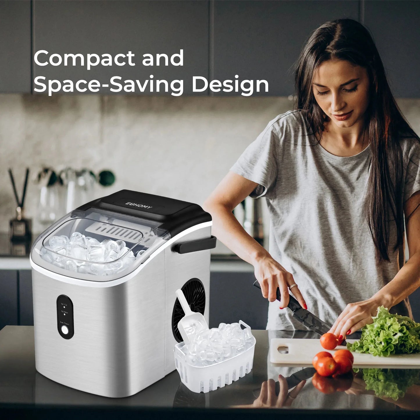 SIMZIFE Countertop Ice Maker Machine with Handle