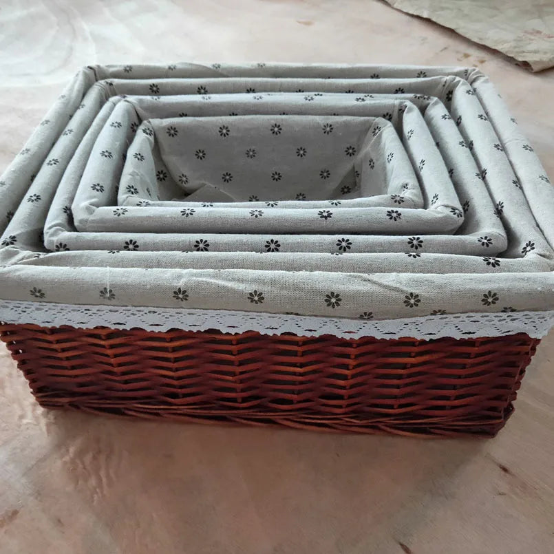 4 Sizes Handmade Rattan Storage Baskets