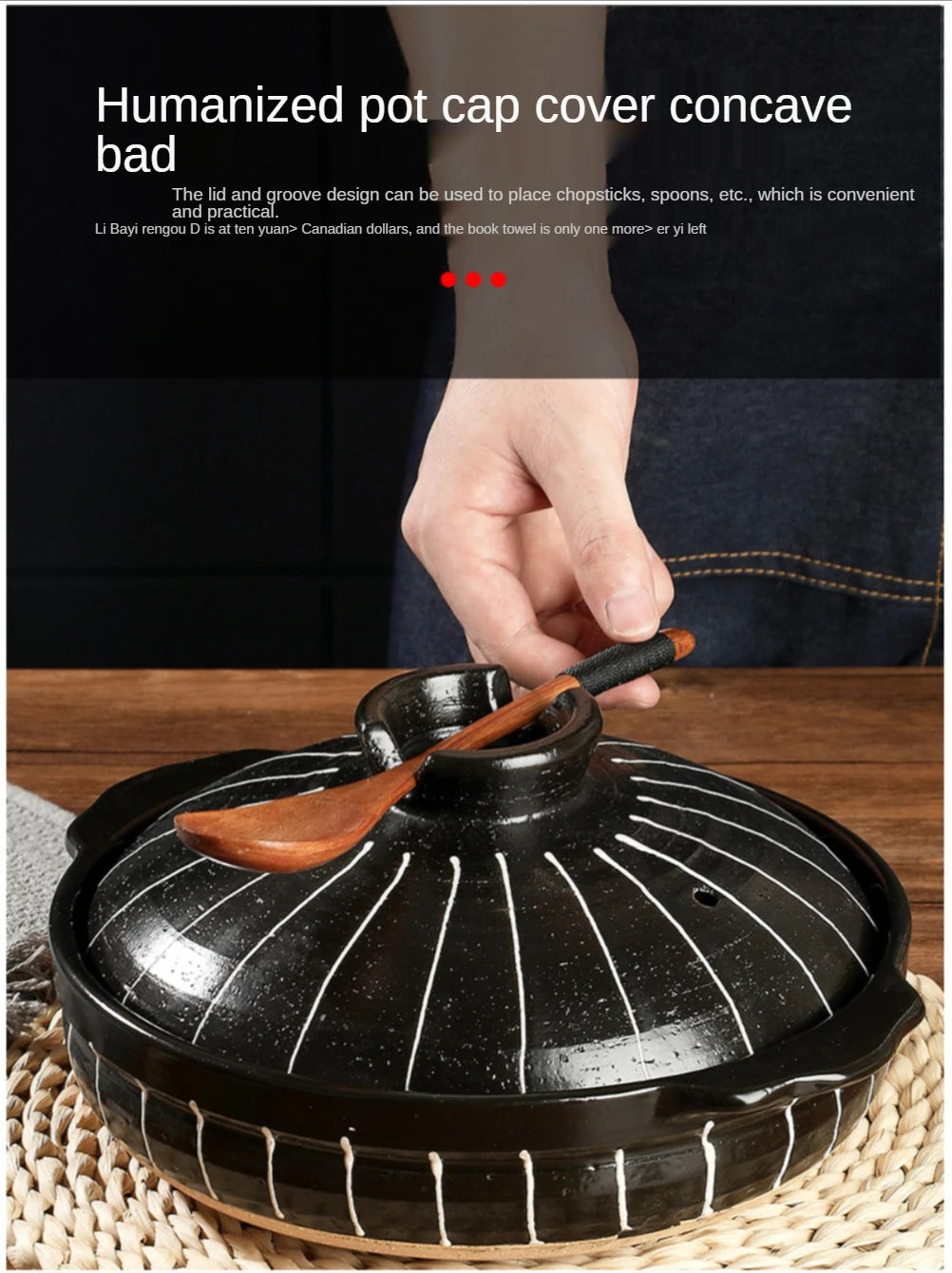 1 Pcs Ceramic Casserole Japanese Style Black Small Clay