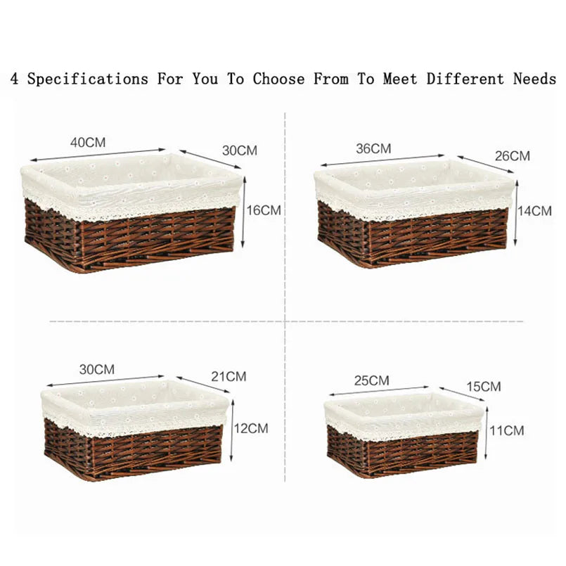 4 Sizes Handmade Rattan Storage Baskets