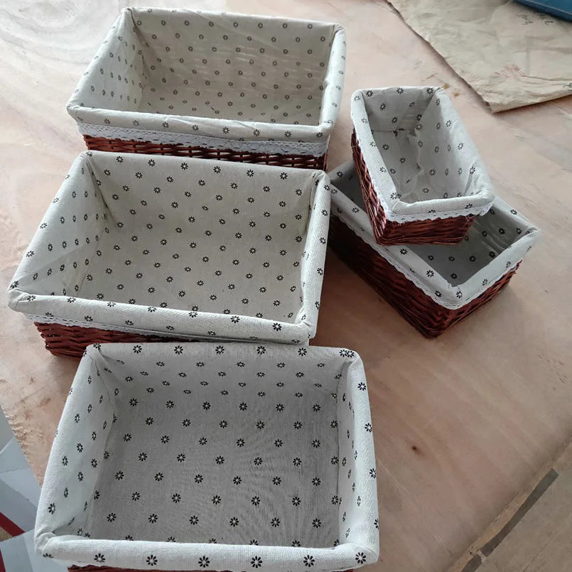 4 Sizes Handmade Rattan Storage Baskets