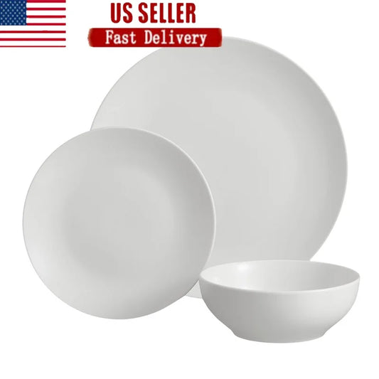 12-Piece White Stoneware Dinnerware Set of 4