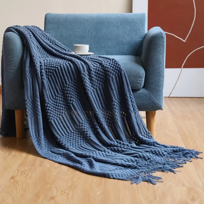Luxury Solid Color Fringe Bean Blankets