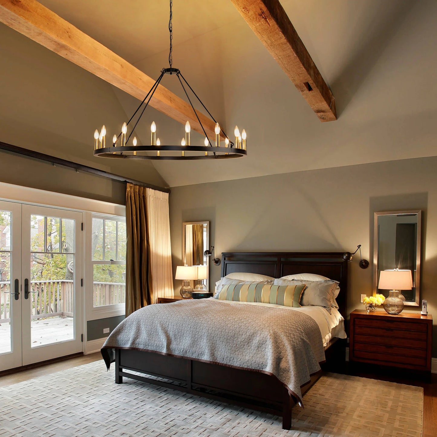 16-Light Wagon Wheel Chandelier Round Matte 43 inch