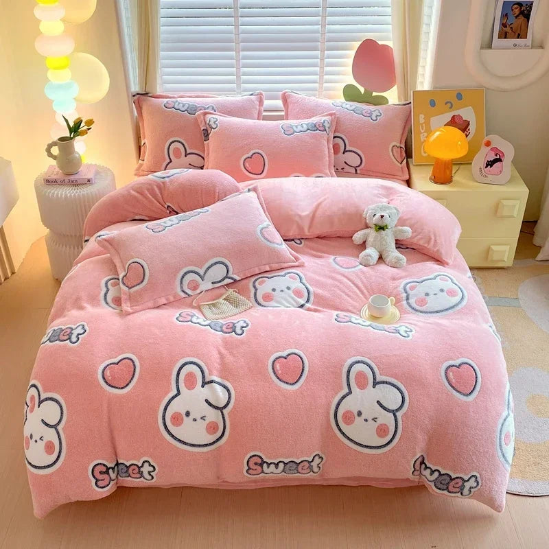 1pc Winter Duvet Cover Queen/King Size Cartoon Style