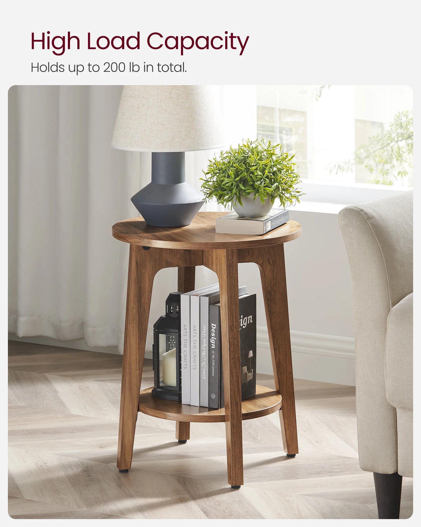 VASAGLE Side Table, Small Round End Table