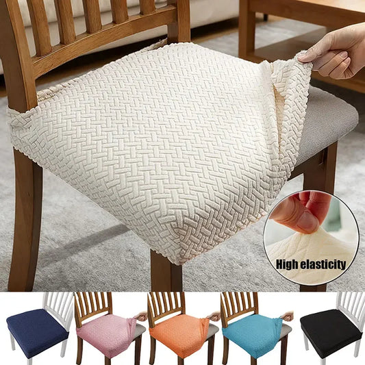 1/4/6pcs Elastic Solid Colors Chair Seat Covers