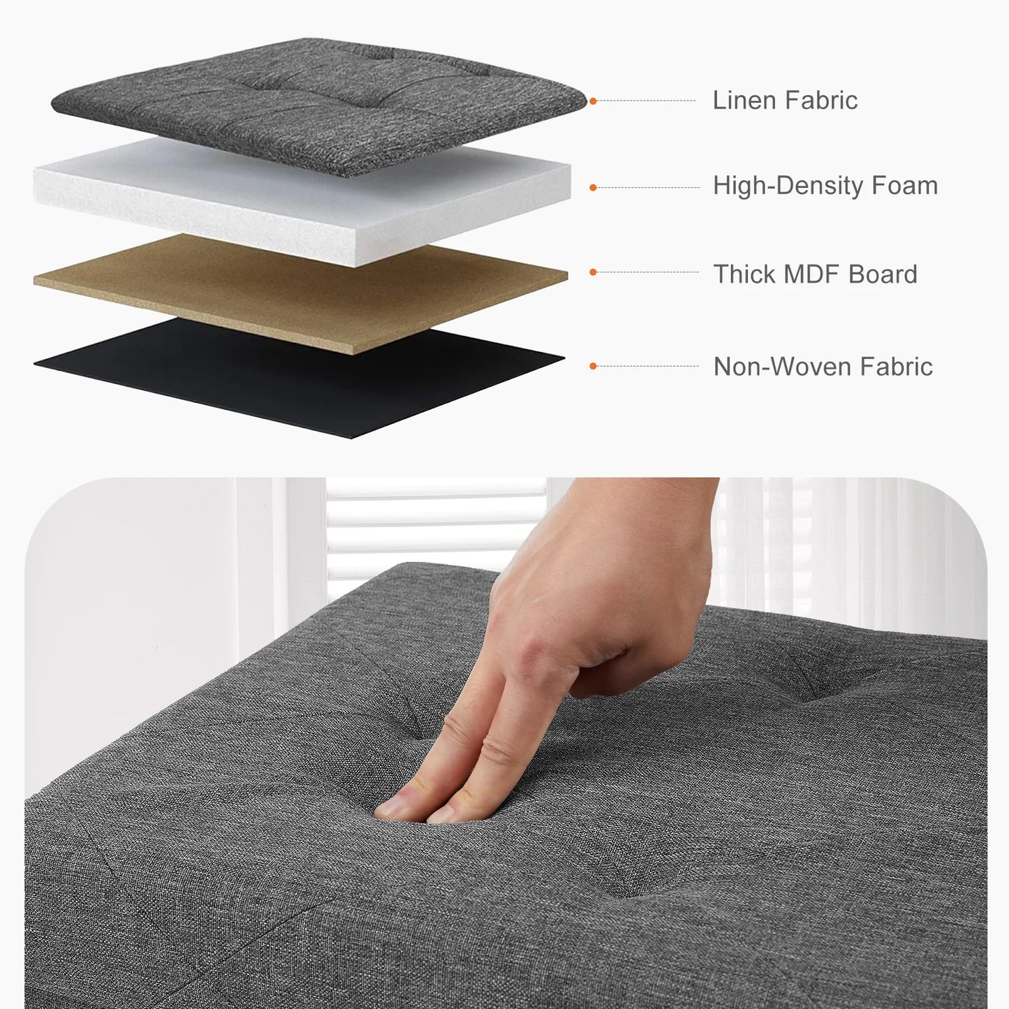 JHK Living Room Hidden Storage Footstool