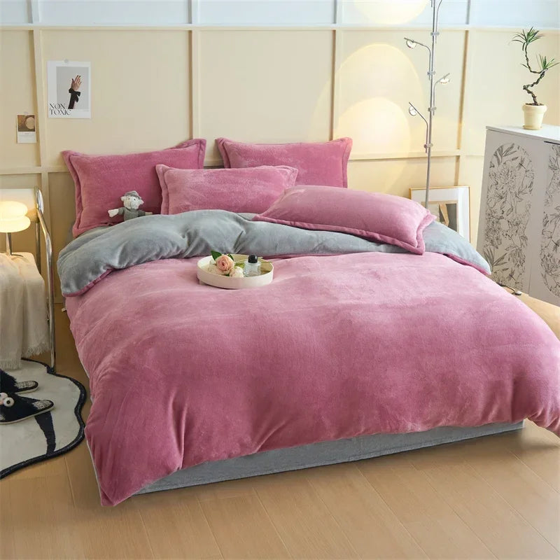 2024 new thickened autumn and winter solid color Quilt Bed Cover