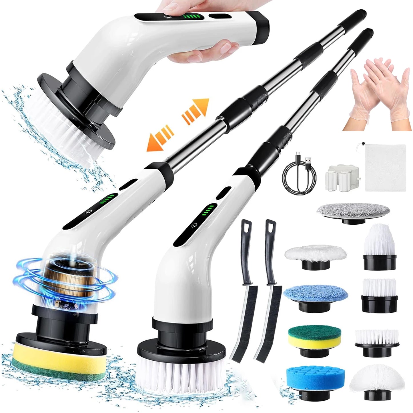 2025 Electric Rotating Floor Scrubber, Rechargeable Cleaning Brush