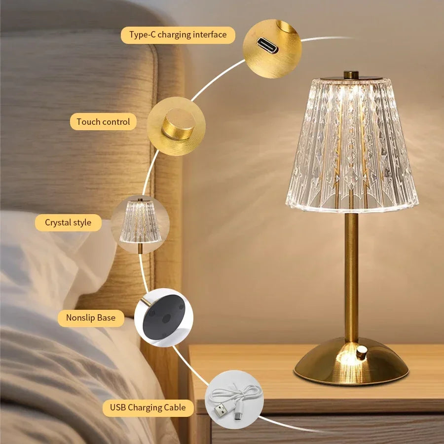 USB Rechargeable LED Table Lamp Touch Sensor