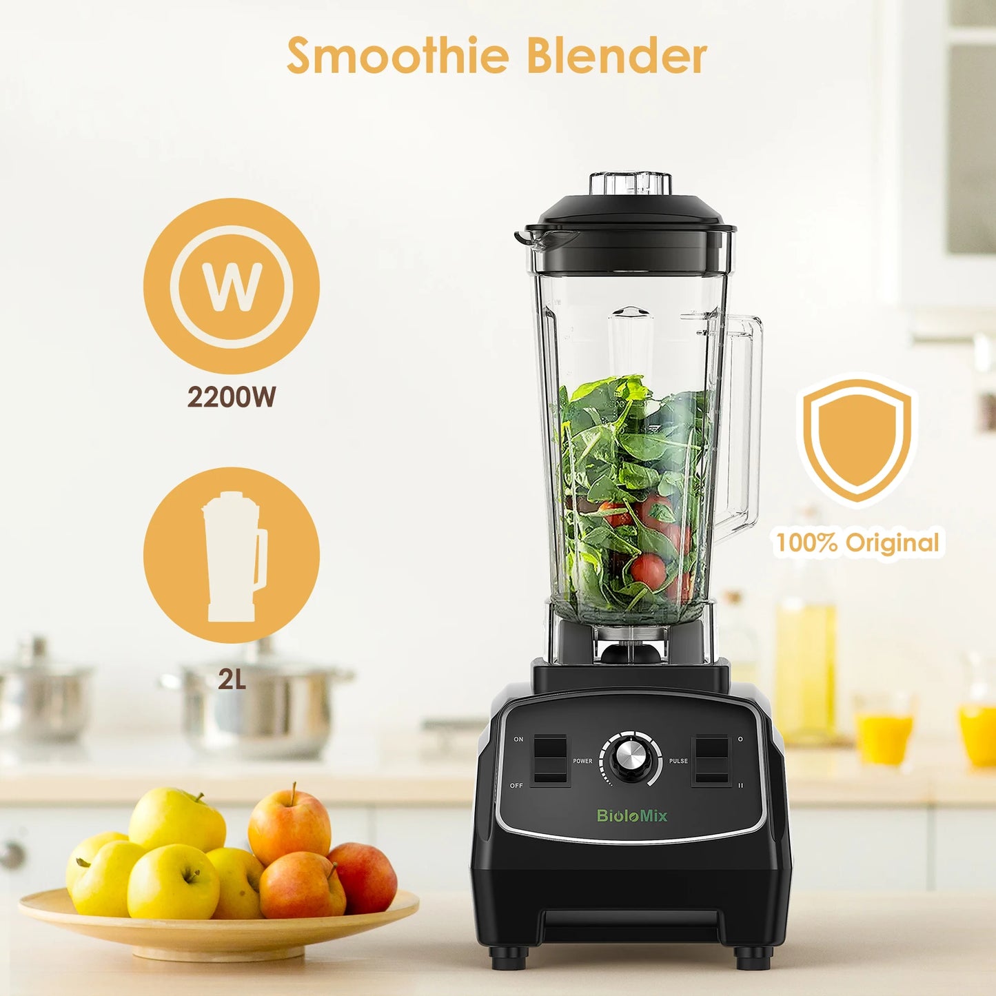 BPA Free 3HP 2200W Heavy Duty Commercial Grade Blender