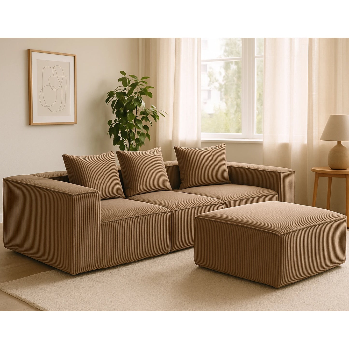 Sectional boneless Couch with L-Shape Chaise