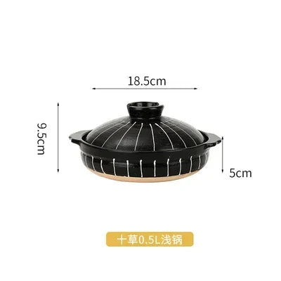 1 Pcs Ceramic Casserole Japanese Style Black Small Clay