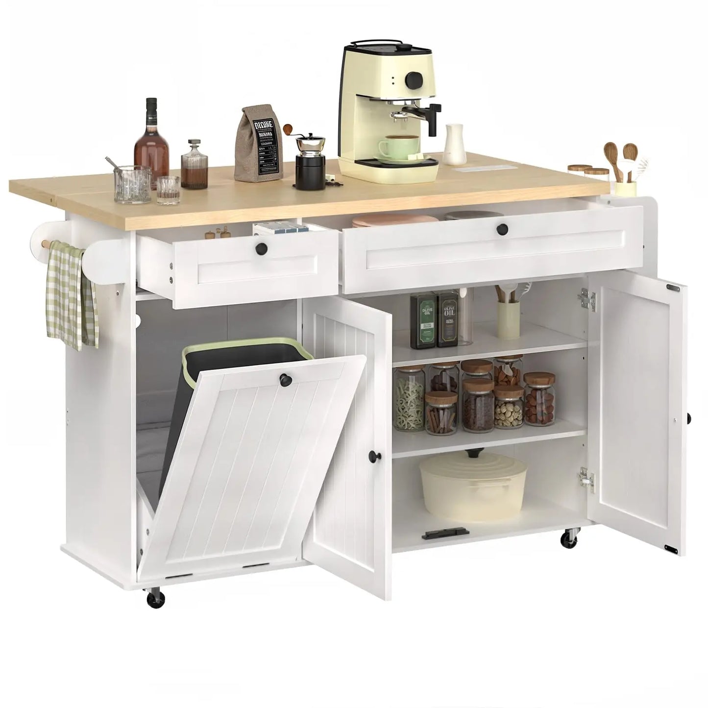 60" Mobile Kitchen Islands Rolling Trolleys