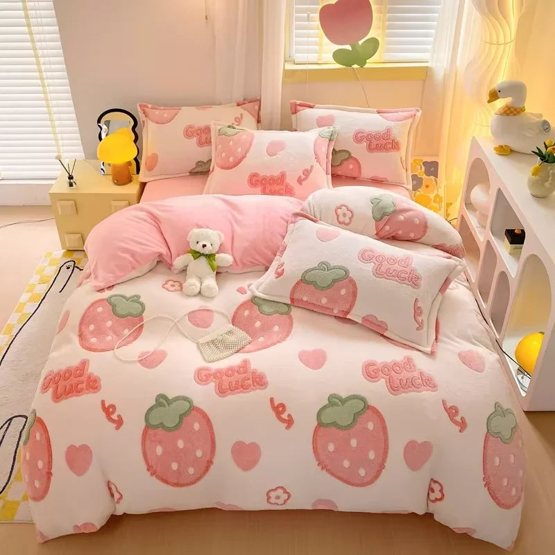 1pc Winter Duvet Cover Queen/King Size Cartoon Style