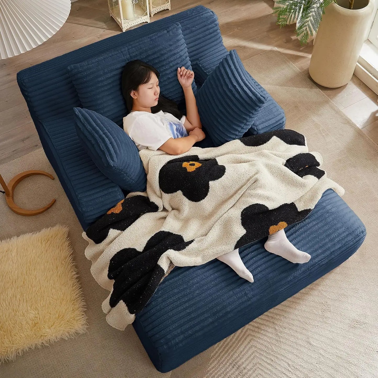 Oversized Chaise Lounge Chair with 3 Comfy Pillows