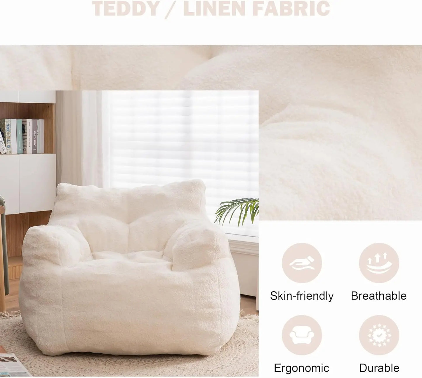 3FT Bean Bag Chair for Adult Teens Kids(with Filler) Furniture