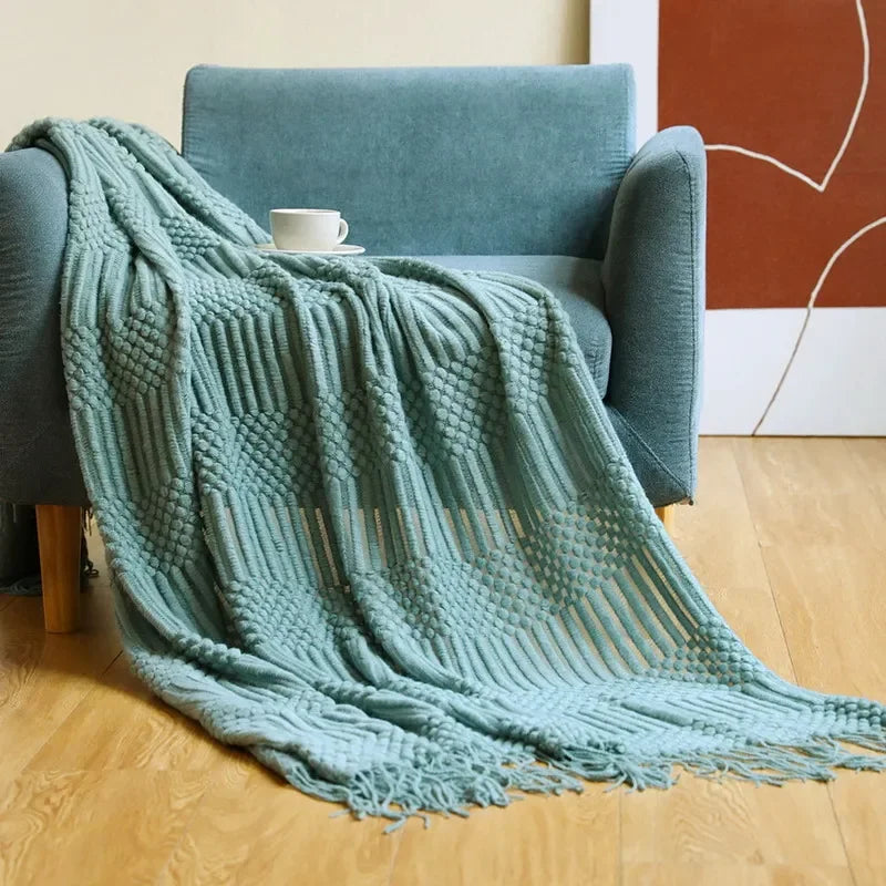 Luxury Solid Color Fringe Bean Blankets