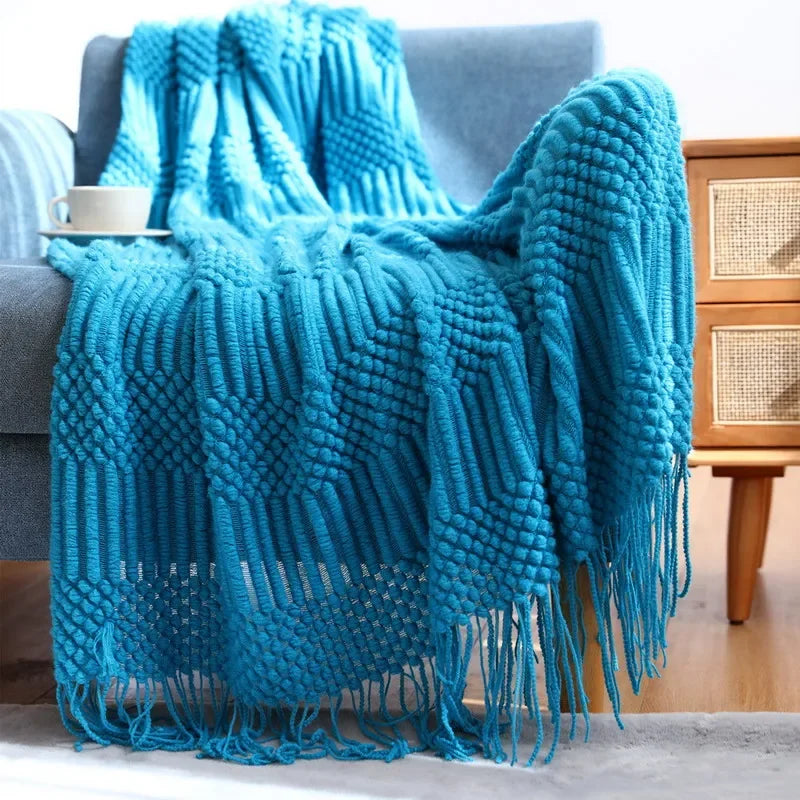 Luxury Solid Color Fringe Bean Blankets