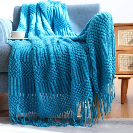 Luxury Solid Color Fringe Bean Blankets