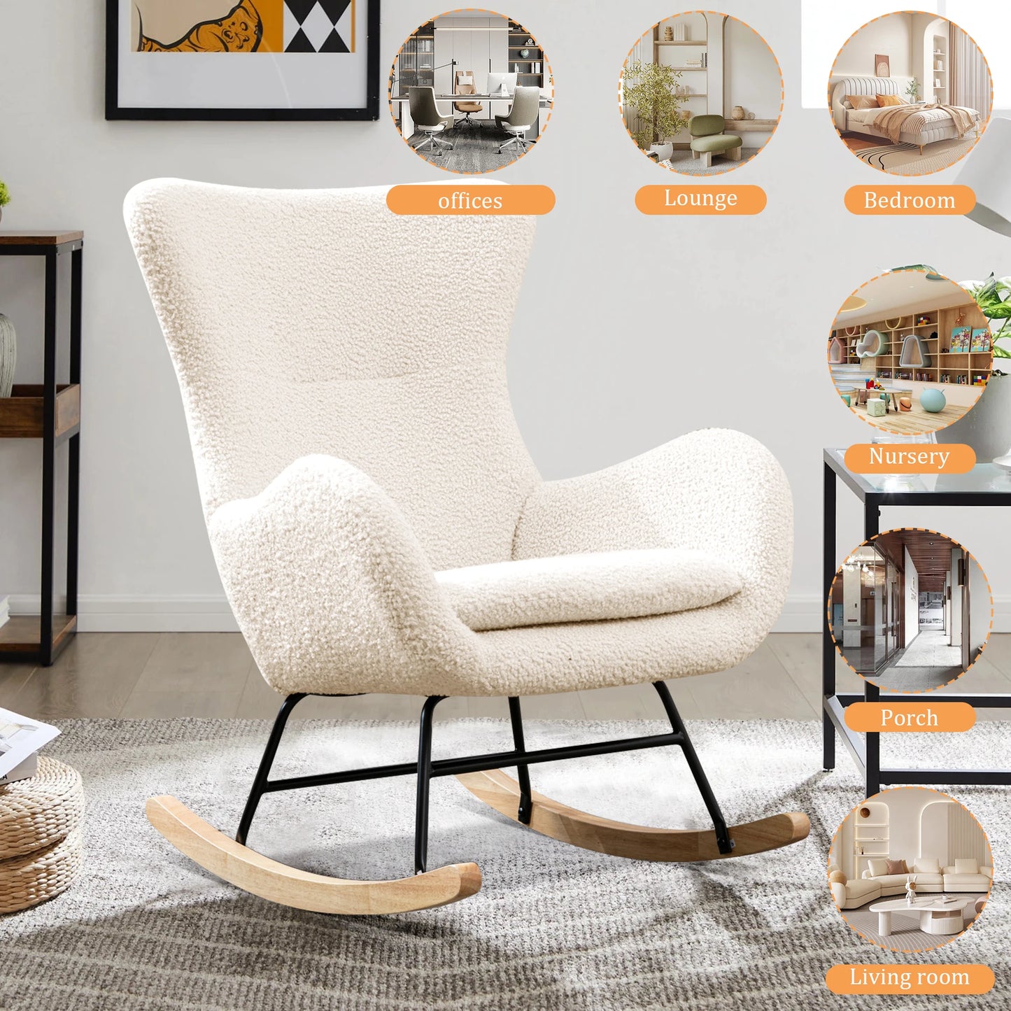 Comfortable Rocking Chair, Modern Upholstered