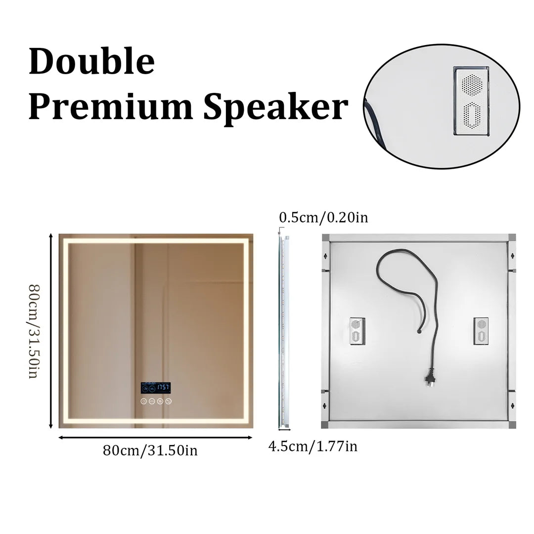 LUVODI Large Illuminated Bluetooth Bathroom Mirror Rectangle