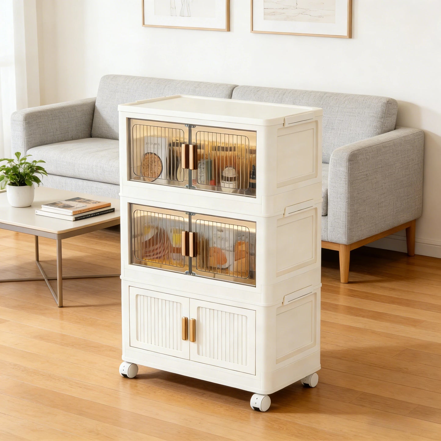 3/4-Tier Folding Storage Organizer with Wheels