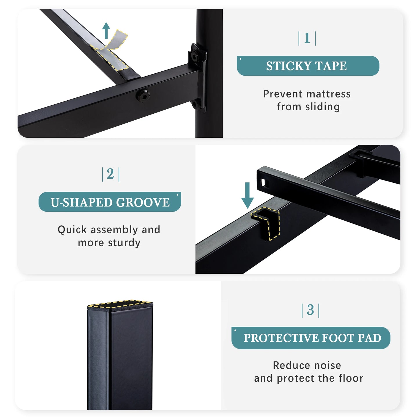 HOOMIC 14 Inch Metal Platform Bed Frame,