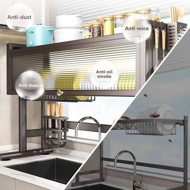 Kitchen Sink Storage Cabinet Dining Utensils Rack